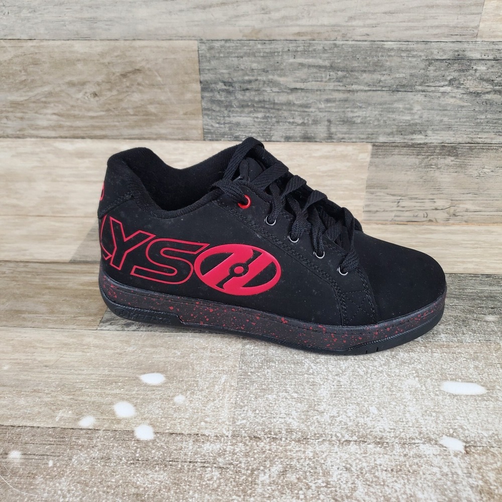Heelys Split Boys Skate Shoes Sz 5 Black Lace-Up Low Top Rolling Wheeled *read*